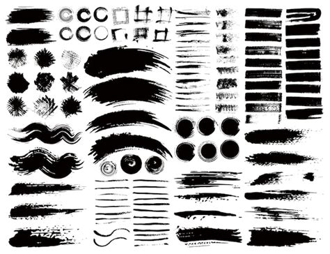 Premium Vector Set Of Brush Strokes Black Ink Grunge Brush Strokes