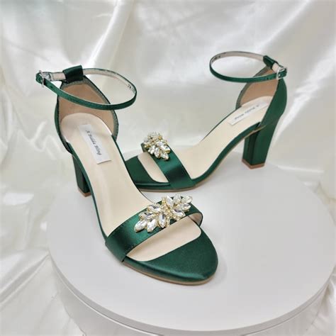 Hunter Green Block Heels Etsy