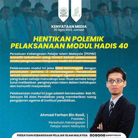 Hentikan Polemik Pelaksanaan Modul Hadis 40 Pkpim Hidup Biar Berjasa