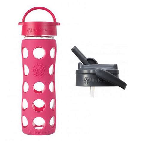 Lifefactory Glass Bottle With Classic Cap And Silicone Sleeve Straw