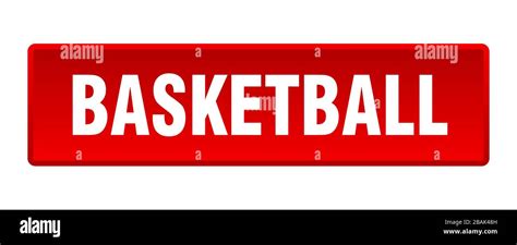 Basketball Button Basketball Square Red Push Button Stock Vector Image