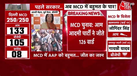 Delhi Mcd Election Results आम आदमी पार्टी ने जीते 126 वार्ड थोड़ी देर में केजरीवाल जाएंगे