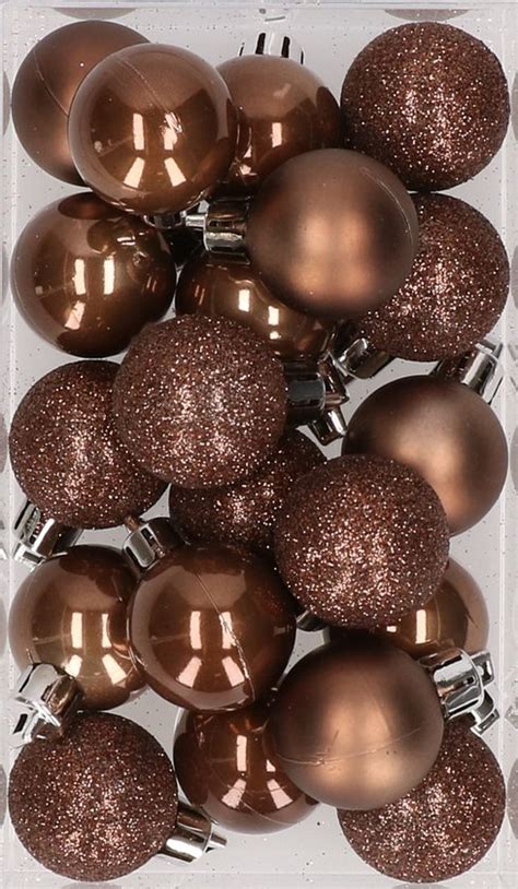 X Stuks Kunststof Kerstballen Bruin Cm Mat Glans Glitter