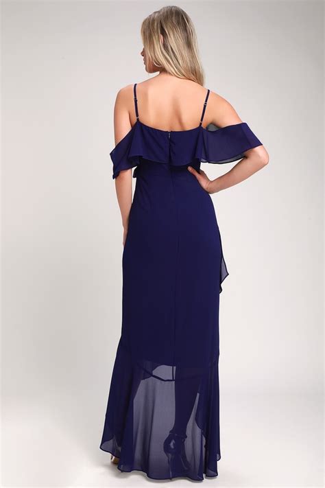 Lovely Royal Blue Dress Off The Shoulder Dress Maxi Dress