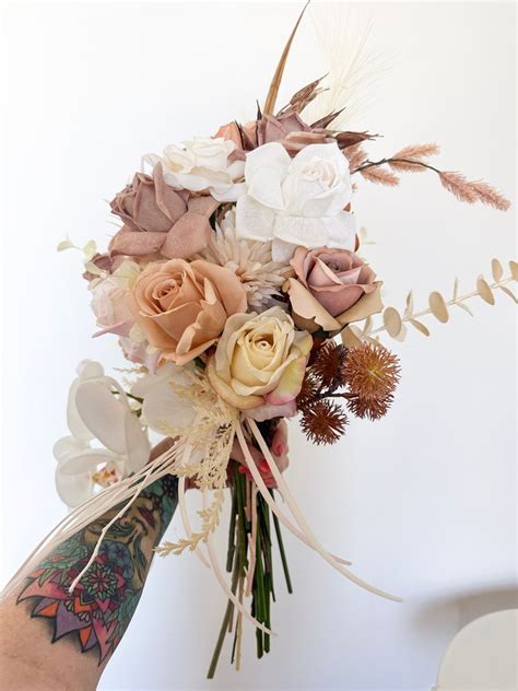 Nude And Cream Bridal Bouquet Bridal Bridesmaids Bouquet Faux Silk