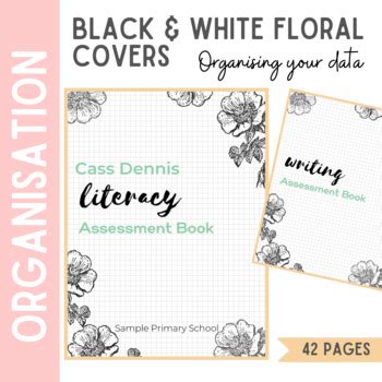 Teacher Assessment And Data Binder Book Covers Black And White Floral