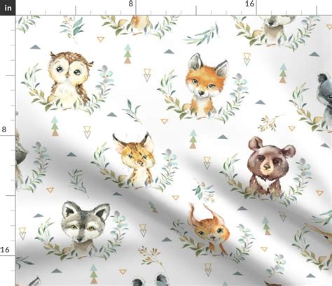 Woodland Animals Fabric Woodland Baby Nursery Fabric Larger - Etsy