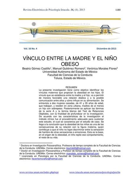 Vínculos Entre Madre e Hijo Obeso Blanca uDocz