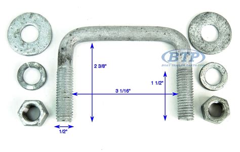 Galvanized Square Trailer U Bolt 1 2 Inch X 3 Inch X 2 1 2 Inch