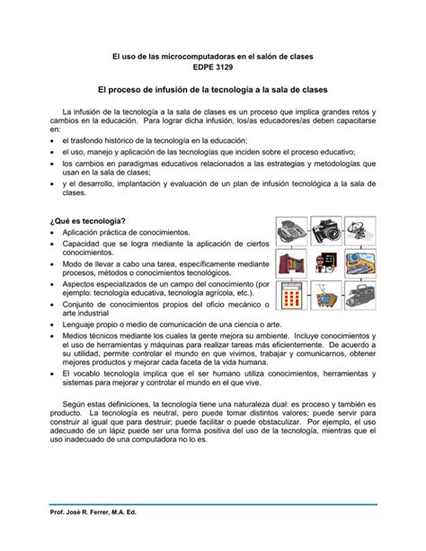 El proceso de integración de la tecnología a la sala de clases