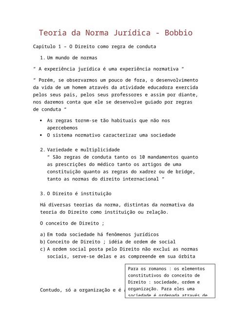 Docx Resumo Bobbio Teoria Da Norma Jurid Ca Dokumen Tips