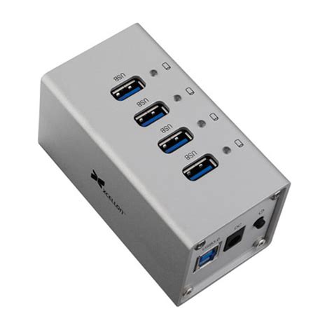 Xcellon 4 Port Powered Usb 30 Aluminum Hub Silver