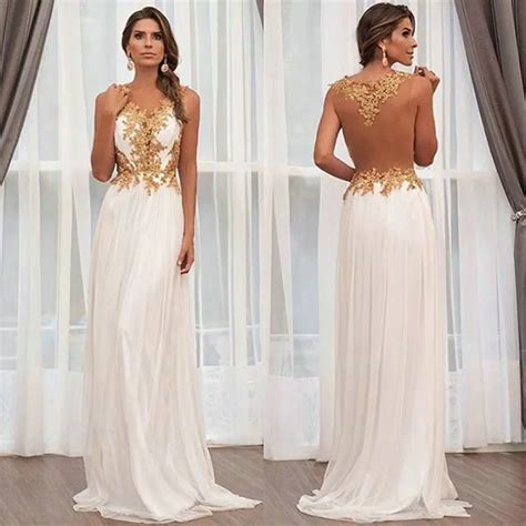 Gold And White Prom Dress