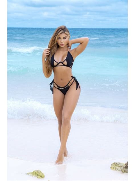 Mapalè Swimwear bikini nero sexy con ferretto e catene dorate