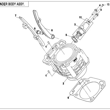 Diagram 2020 CFMoto UFORCE 500 CF500UU CYLINDER BODY ASSY E02 3