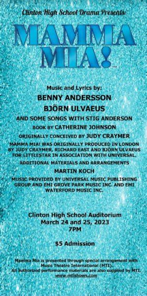 Chs Presents Mamma Mia News And Announcements