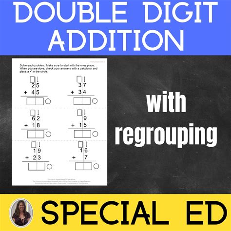 Double Digit Addition With Regrouping For Special Education Print