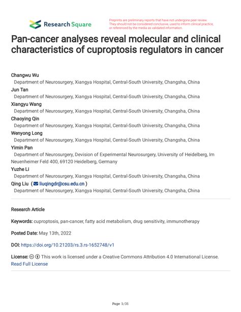 Pdf Pan Cancer Analyses Reveal Molecular And Clinical Characteristics