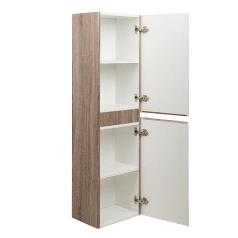 Tall Wall Mounted Bathroom Storage Unit With Oak Effect 1500 X 400mm 5055653273788 Ebay