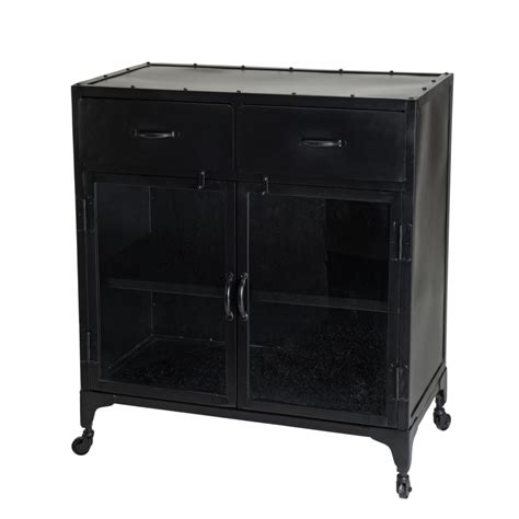 Buffet métal noir industriel 2 portes 2 tiroirs DPI Import