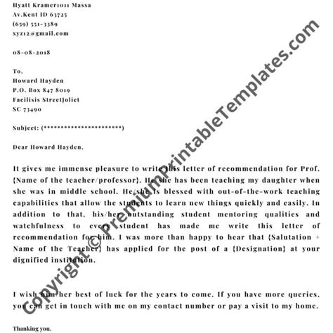 Personal Letter Of Recommendation Editable Pdf