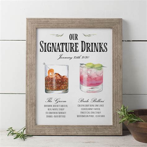 Printable Signature Drink Sign Template Free