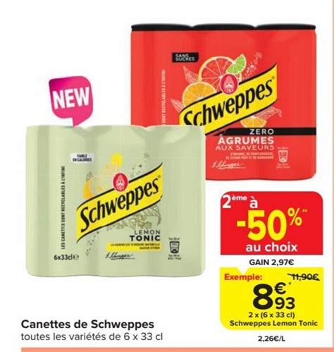 Canettes De Schweppes 2 X 6 X 33 Cl Schweppes Lemon Tonic 6 X 33 Cl