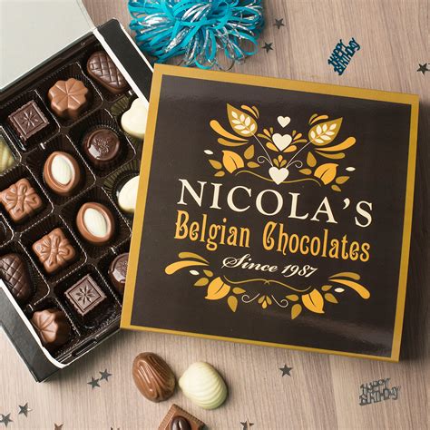 Personalised Belgian Chocolates Black And Gold Uk