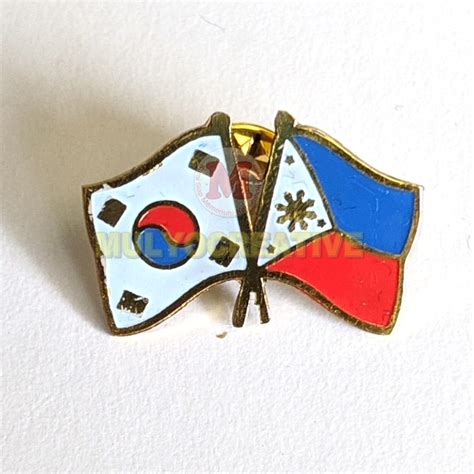 Jual Pin Cros Flag Bendera Persahabatan Korea Philippines Pin Bros