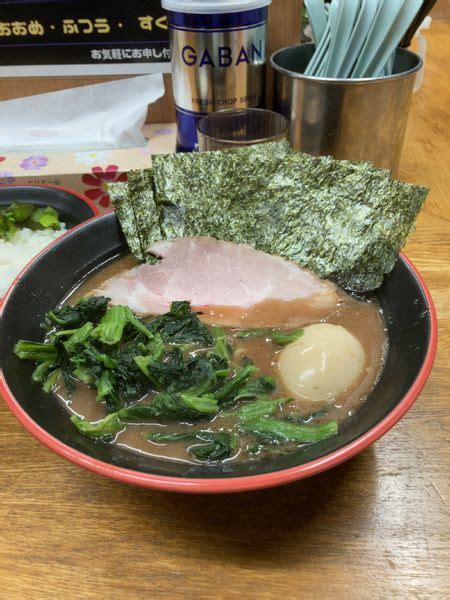 『のり•ほうれん草ラーメン味玉ライス 1080円』麺家 紫極のレビュー ラーメンデータベース