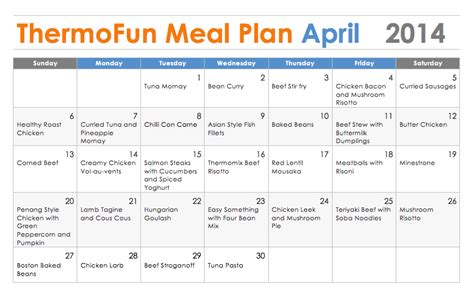 Thermomix Meal Plan Thermofun April Monthly Plan Meal Planning