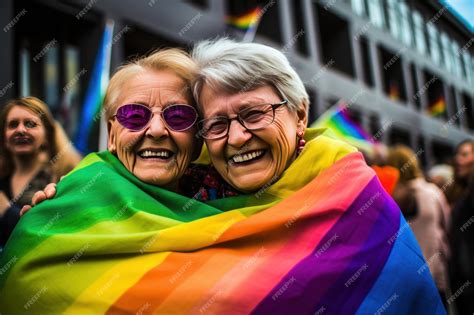 Premium Photo Two Happy Elderly Women With Gray Hair In Love And