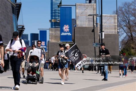 Collingwood Fans Arrive During The 2023 Afl Grand Final Match Between