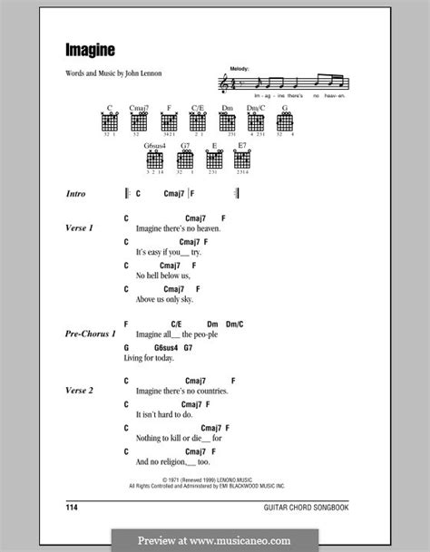 Imagine By J Lennon Sheet Music On MusicaNeo