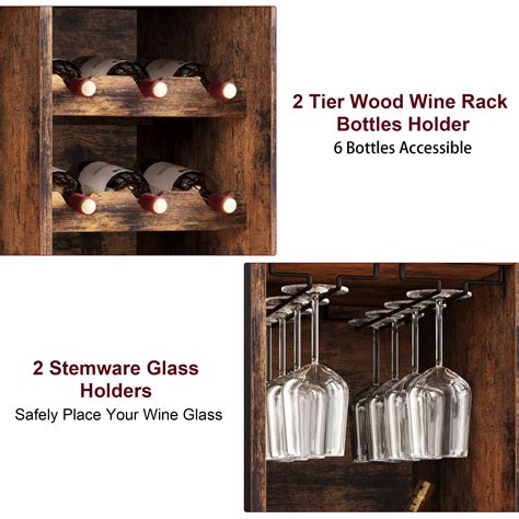 IDEALHOUSE Wine Bar Rack Cabinet Freestanding Wine Cabinet With Glass