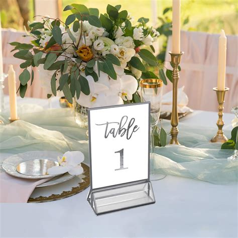 NIUBEE 6Pack 5x7 Clear Acrylic Sign Holder With Sliver Borders And