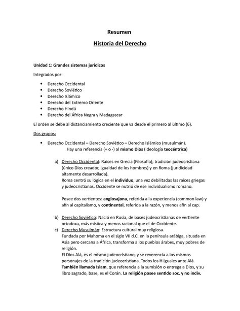 Resumen Historia Del Derecho Resumen Historia Del Derecho Unidad 1