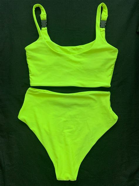 Neon Bikini Set Women S Fashion Swimwear Bikinis Swimsuits On Carousell