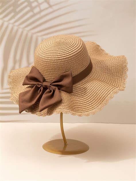 Bow Decor Straw Hat Sombreros De Playa Sombreros Para Dama