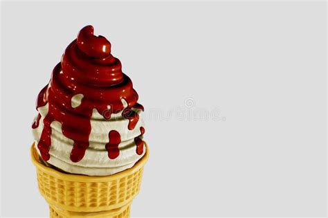 Ice Cream Chocolate In A Waffle Cone Is Delicious Highly Detailed D