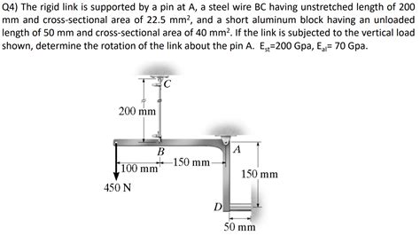 Solved Q4 The Rigid Link Is Supported By A Pin At A A Chegg