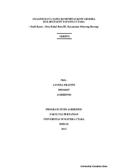 Analisis Daya Saing Komoditas Kopi Arabika Di Kabupaten Tapanuli Utara