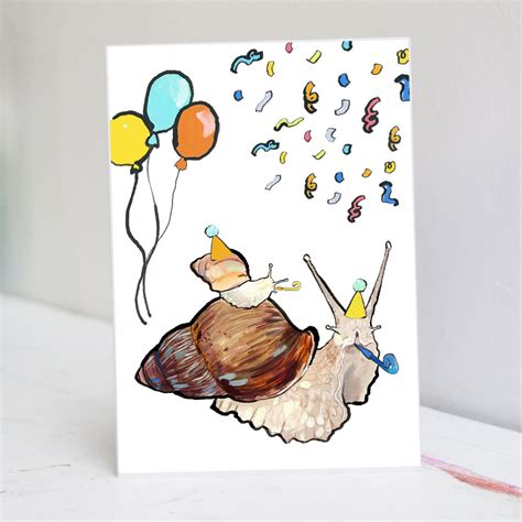 Belated Birthday Card Snail Birthday Card Funny Birthday Etsy