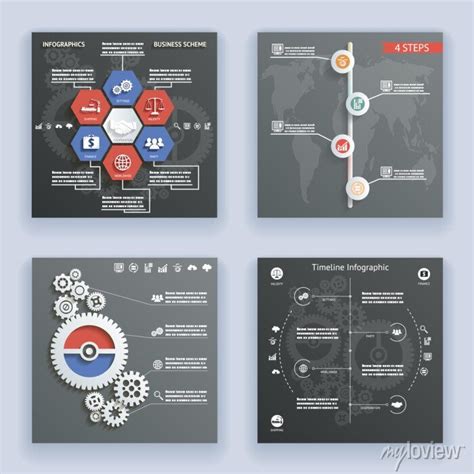 Infographics Elements Symbols And Icons World Map Timeline Vintage