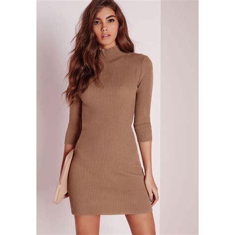 Missguided Nude Turtle Neck Jumper Dress