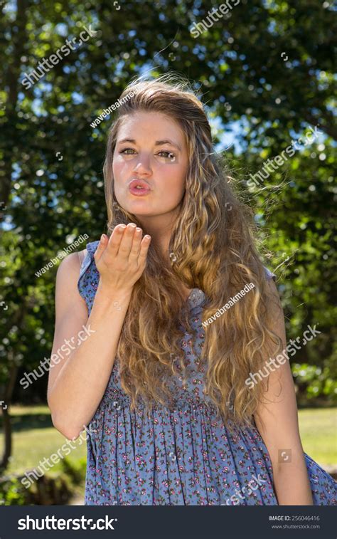 Pretty Blonde Blowing Kiss On Summers Stock Photo Shutterstock
