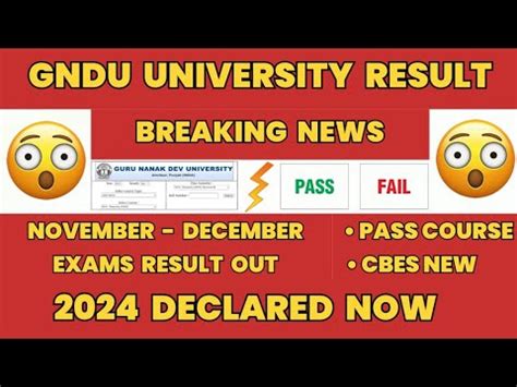 Gndu University Result Declared Now Breaking News St Rd