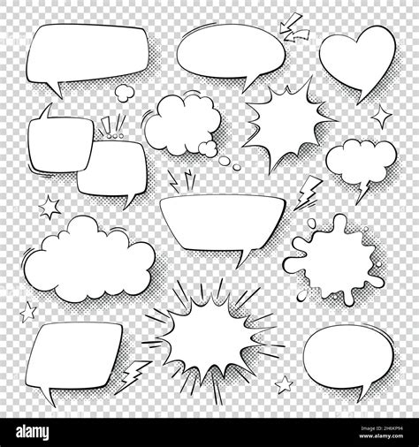 Comic Speech Bubbles Cartoon Comics Talking And Thought Bubbles Retro Speech Shapes Vector Set