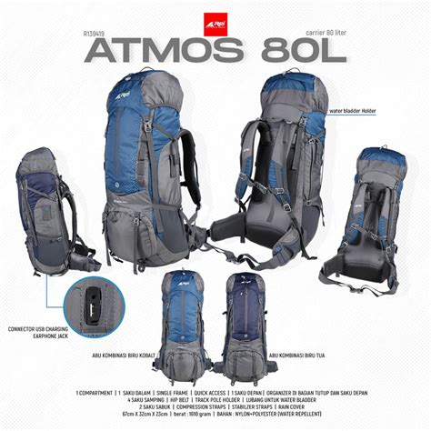 Jual Carrier Arei Atmos L L L Bonus Cover Bag Tas Ransel Gunung