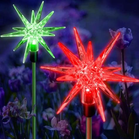 Solar Powered Christmas Decoration Star Stake Lights 2 Stars Solar Christmas Decorations